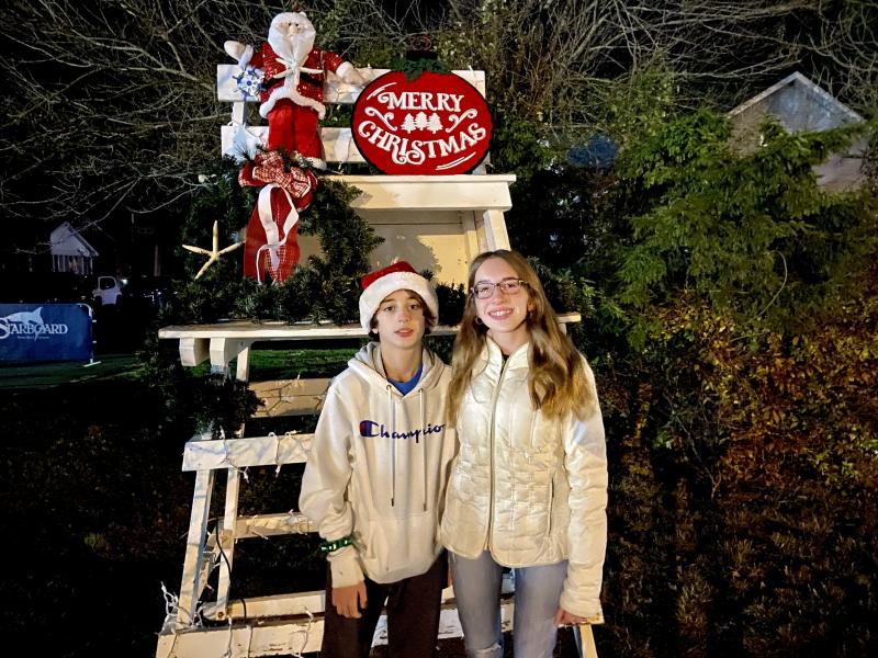 Grayson, left, and Cadence Smith came from Newark to attend the tree lighting.